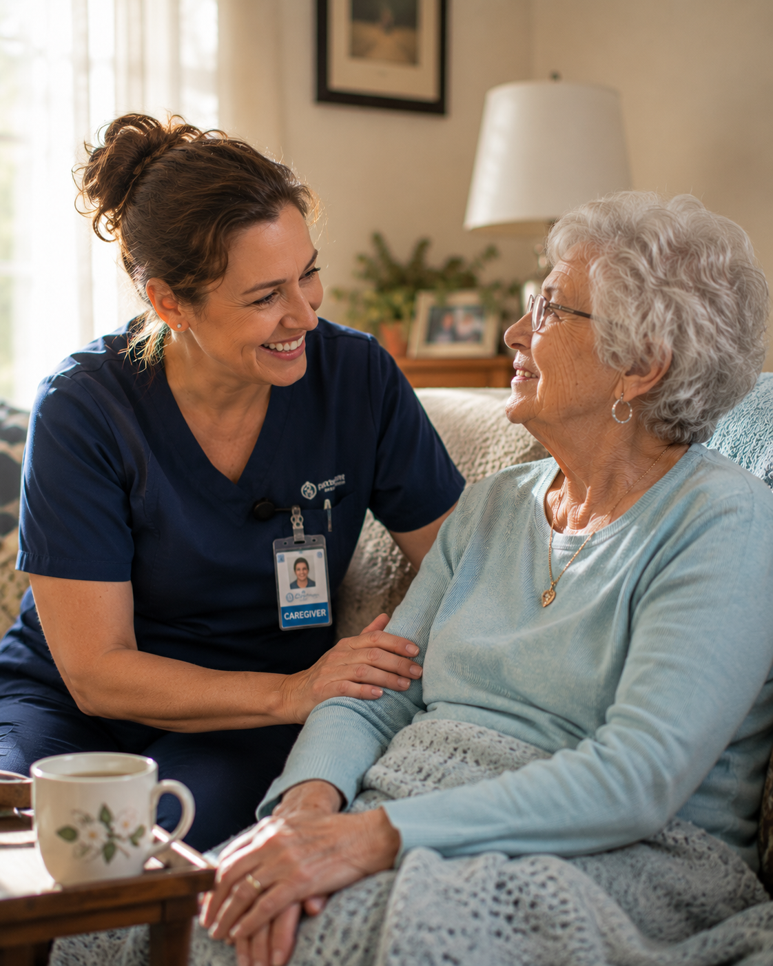 Experienced caregiver with a client