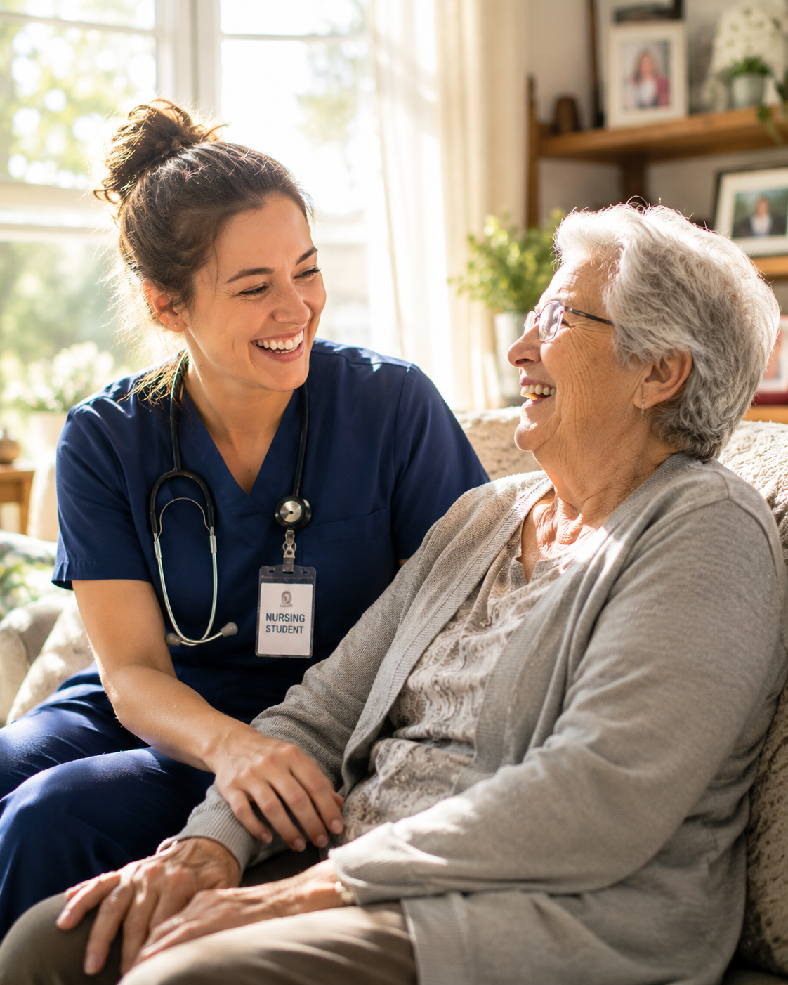 Nursing student caregiver at a client home